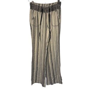 Rewash Striped Wide-Leg lounge Pants with Drawstring elastic Waist size M